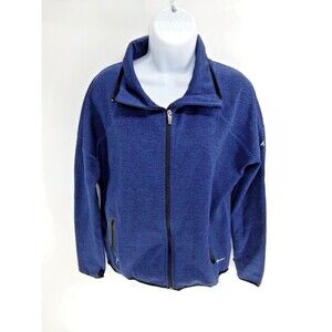 Eddie Bauer Blue Zip Up Jacket Soft Shell Mock Neck Women Size: M